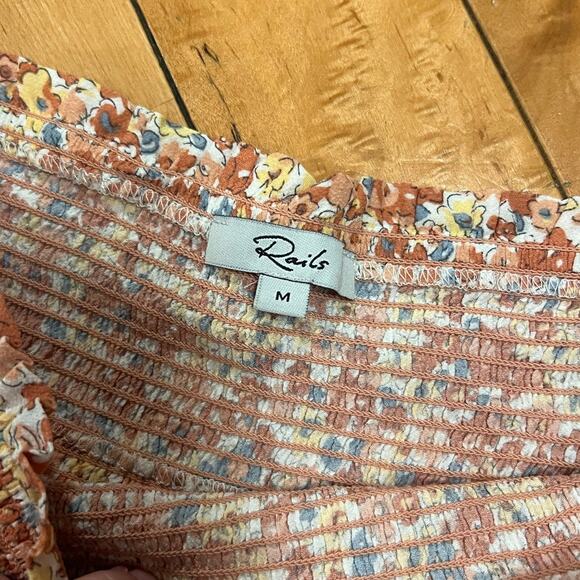 Rails Addison Peach Blue Wildflower Floral Smocked Mini Skirt Size M - Picture 3 of 4